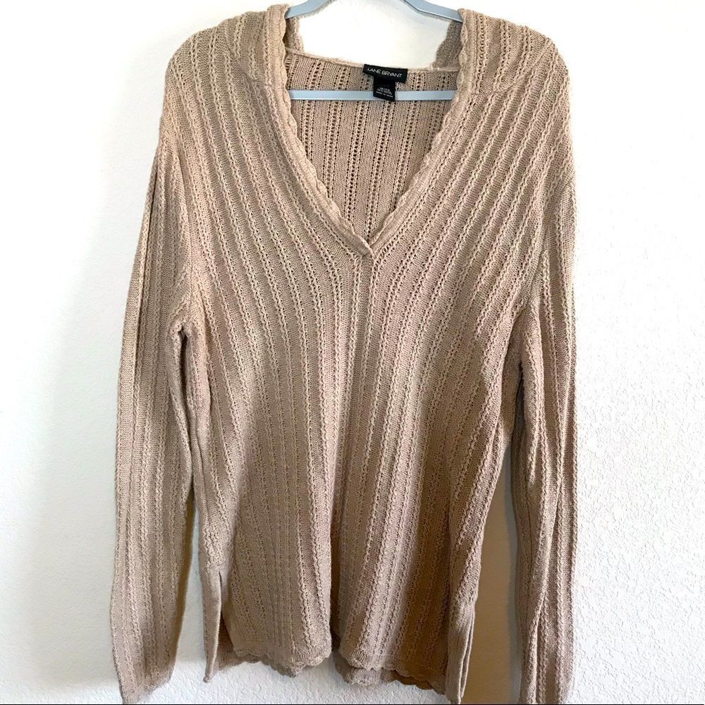 Lane Bryant‎ open knit hoodie pullover